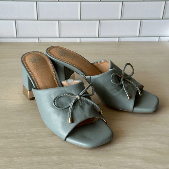 Good Choice New York Powder Blue Adison Block Heel Mules Size 7 - Picture 6 of 12